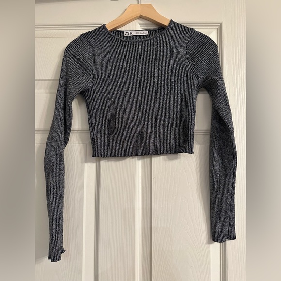 ZARA metallic knit crop top - Picture 1 of 3